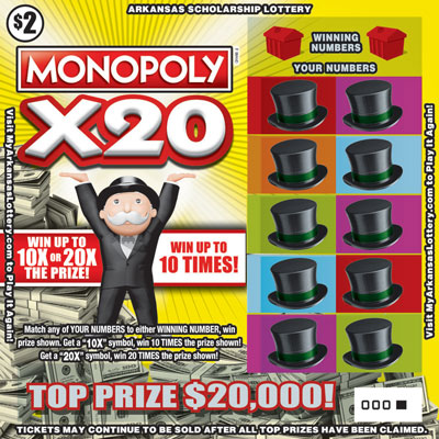 MONOPOLY™ X20 – Lottery Scratch Offs, Results, Predictions, Strategy and Feeds